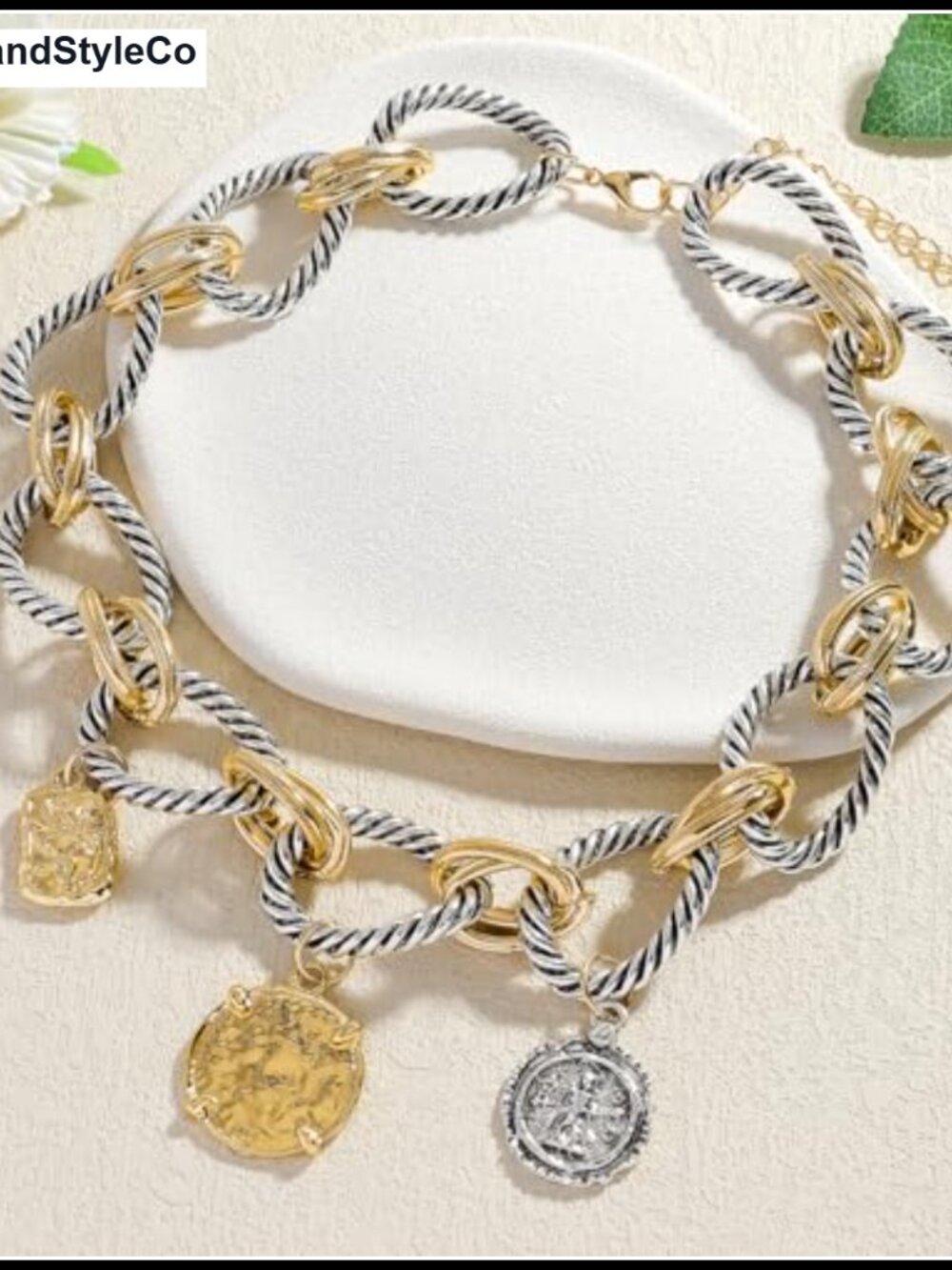 Vintage Coin Medallion Choker Necklace Women Statement Jewelry Cable Rope Chain - Picture 3 of 6